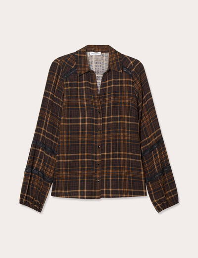 Chemise manches longues marron foncé femme