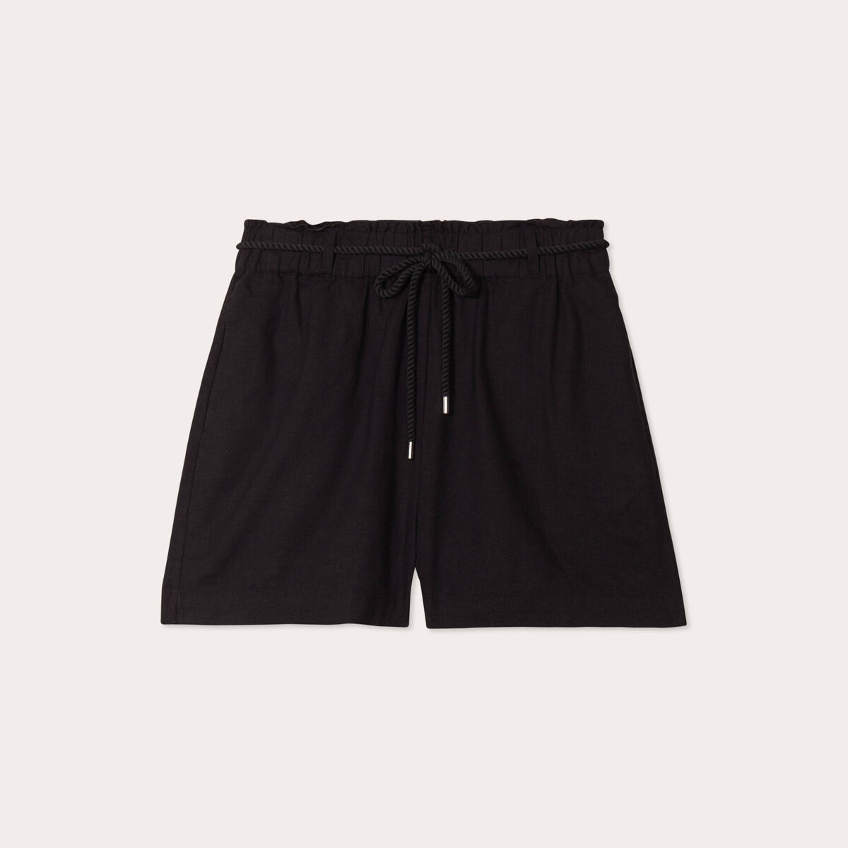 Short regular contenant du lin noir femme