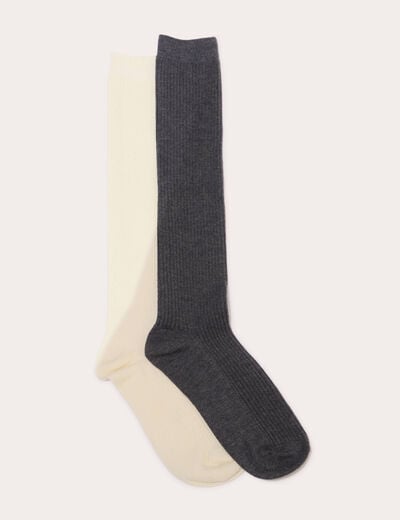 Lot de 2 paires de chaussettes gris fonc&eacute; femme
