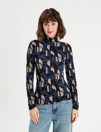 T-shirt manches longues bleu femme