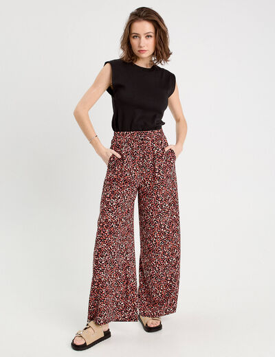 Pantalon fluide rouge femme