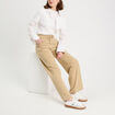 Pantalon large élastiqué beige femme