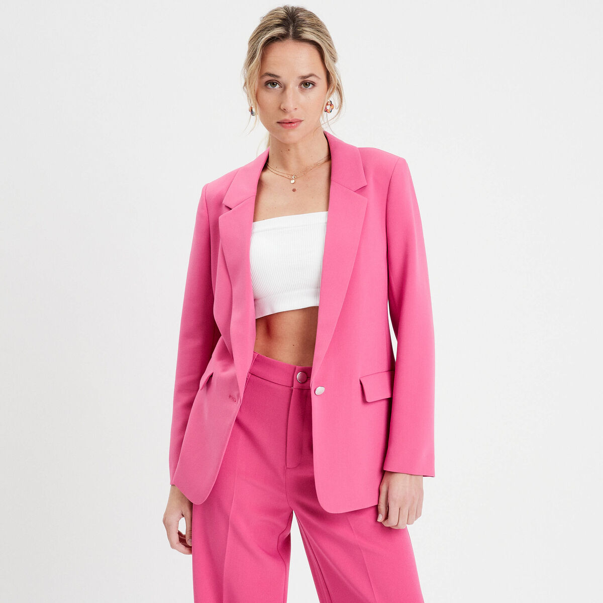 Veste blazer fluide rose femme
