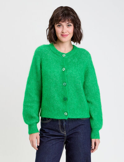 Gilet manches longues vert femme