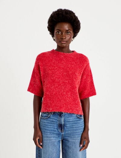 Pull manches courtes rouge femme