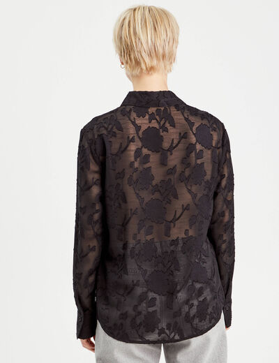 Chemise brodée noir femme