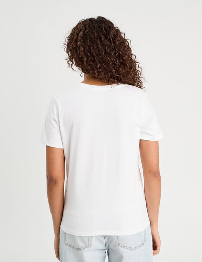 T-shirt poche crochet blanc femme