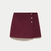 Jupe-short &eacute;vas&eacute;e taille haute bordeaux femme