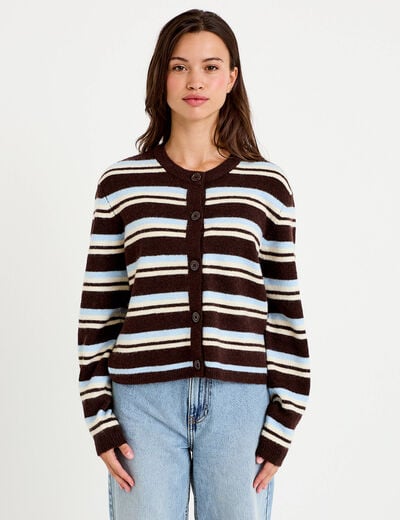 Gilet manches longues bleu ciel femme