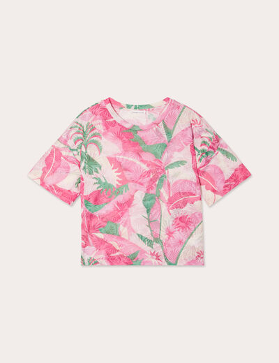 T-shirt manches courtes rose fushia femme