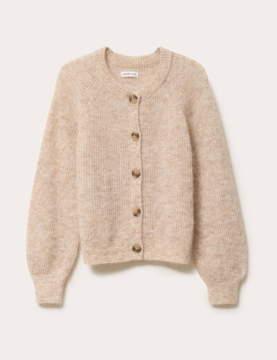 Gilet manches longues beige femme