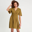 Robe évasée taille élastiquée vert kaki femme