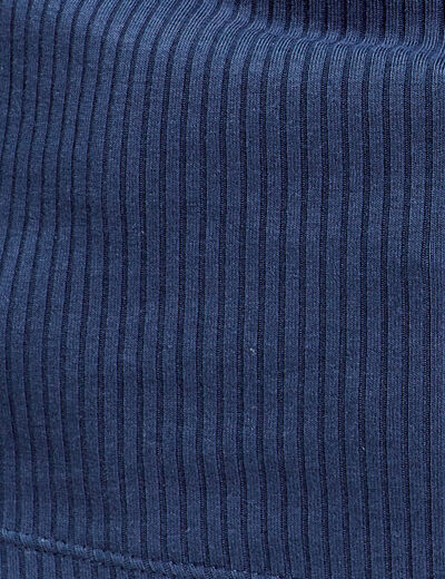 T-shirt manches longues côtelé bleu foncé femme