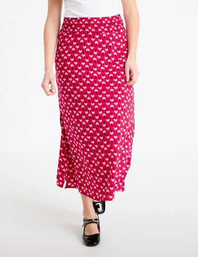 Jupe longue fluide rose cerise femme