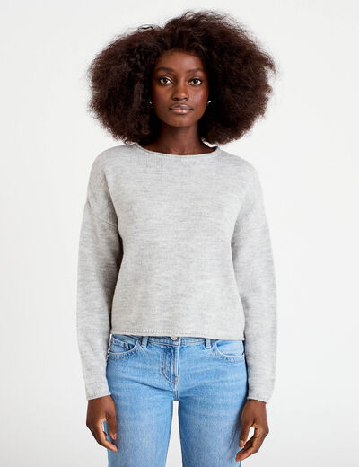 Pull manches longues gris clair femme