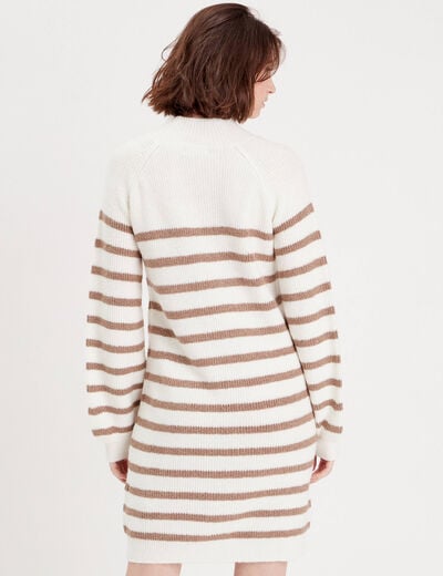 Robe pull droite col montant blanc femme