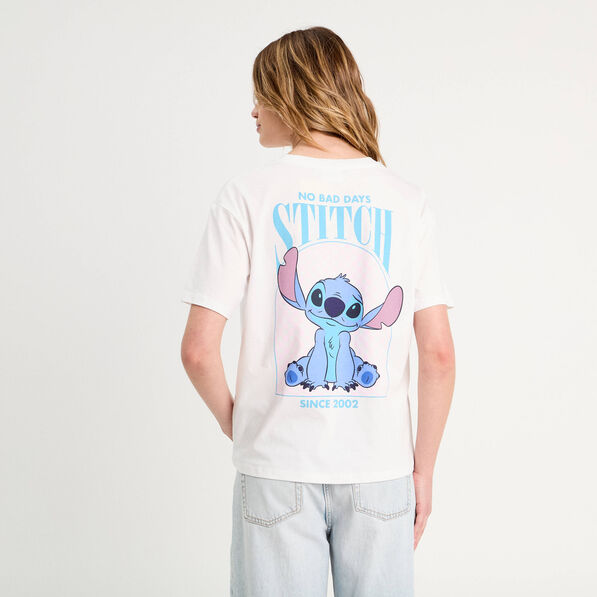 T-shirt oversize Stitch blanc femme