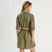 Robe chemise trapèze ceinturée vert kaki femme