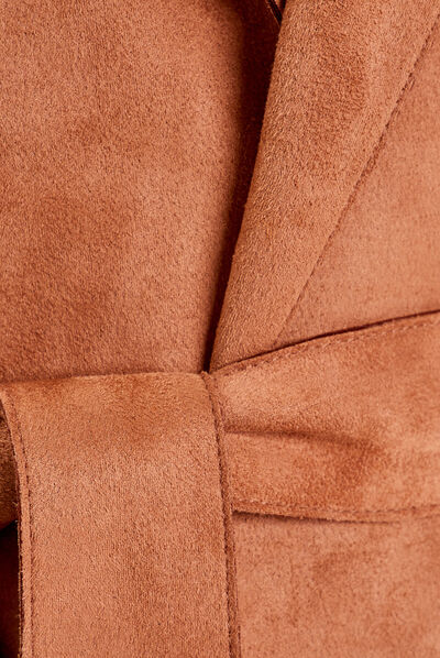 Trench droit ceinturé camel femme