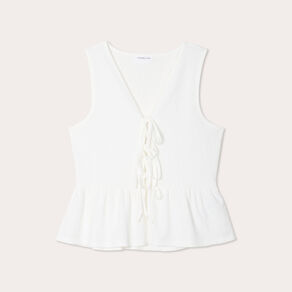 Blouse nouée ecru femme