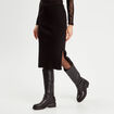 Jupe tricot midi droite noir femme