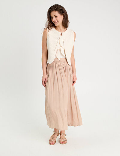 Jupe longue évasée effet satin sable femme