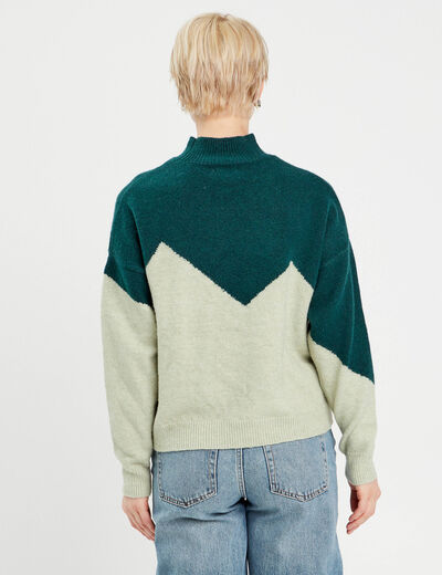 Pull avec sequins vert foncé femme