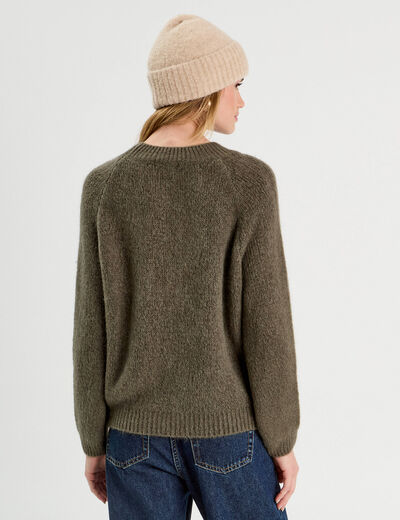 Pull manches longues vert kaki femme
