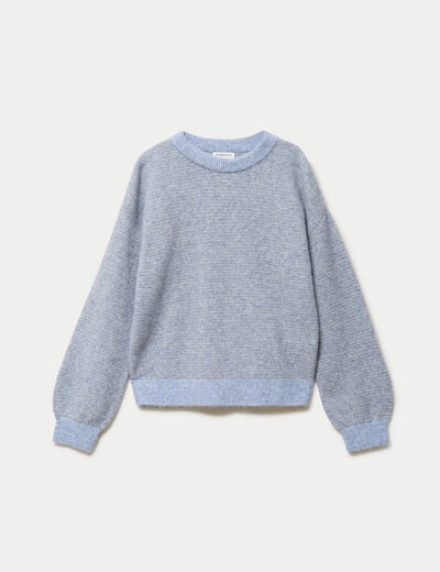 Pull ample col rond manches longues gris femme