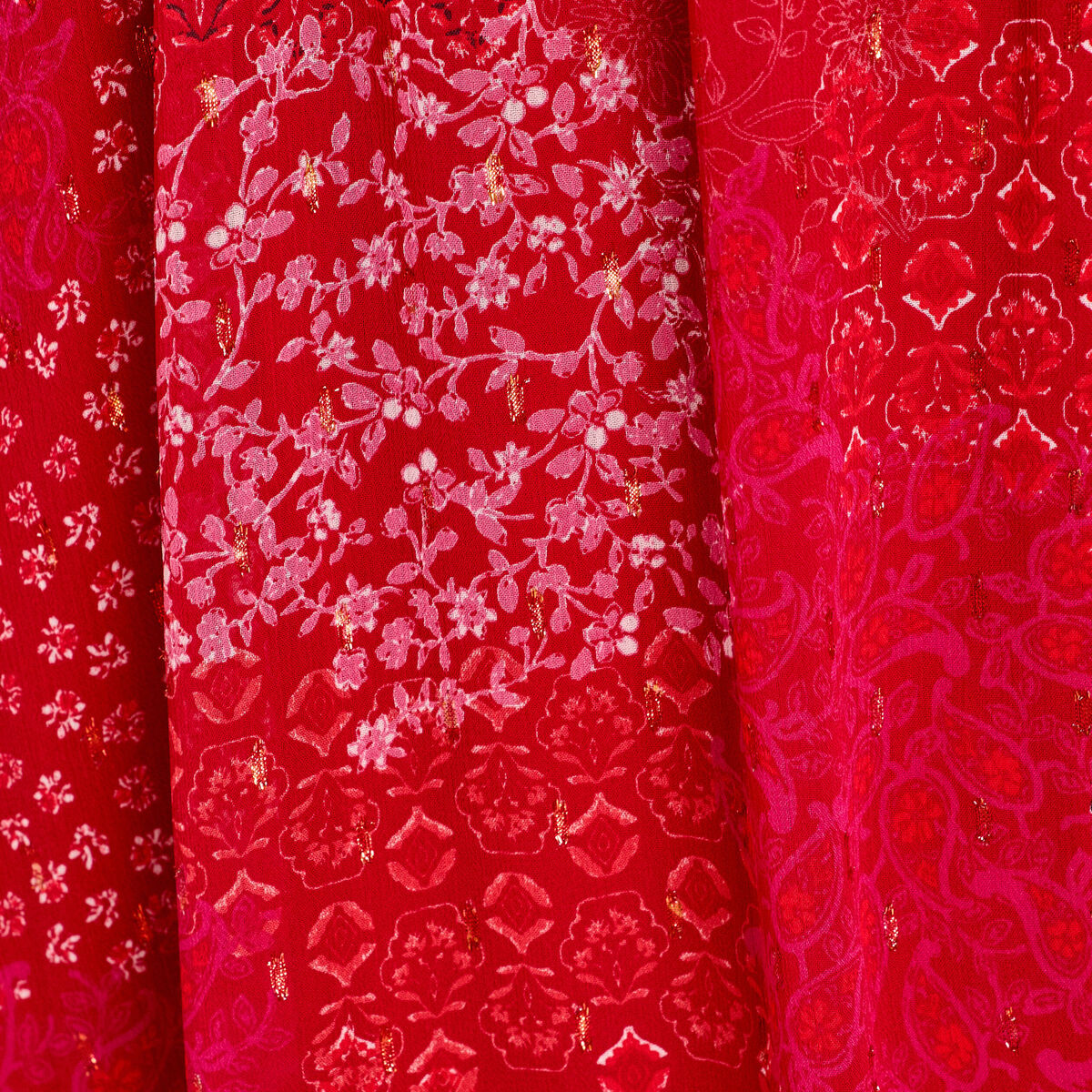 Robe longue évasée col en V rouge femme