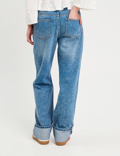 Jeans droit denim double stone femme