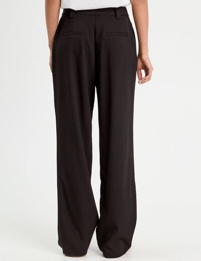 Pantalon large avec pinces noir femme