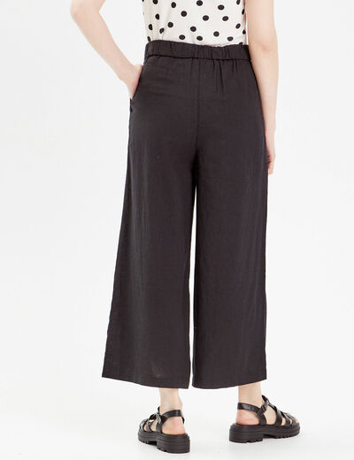 Pantalon large contenant du lin noir femme