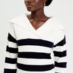 Pull col marin manches longues blanc femme