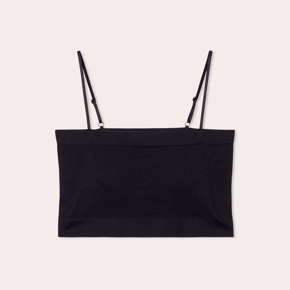 Brassière cropped côtelée noir femme