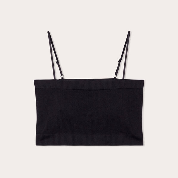 Brassière cropped côtelée noir femme
