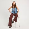 Blouse nouée en jean denim bleach femme