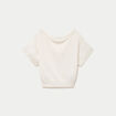 Pull ample cropped manches courtes ecru femme