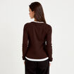 T-shirt 2-en-1 col rond manches longues marron fonc&eacute; femme