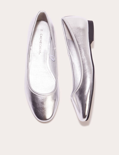 Ballerines bouts carrés gris argent femme