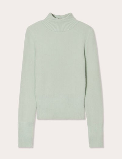 Pull avec col montant vert fluo femme