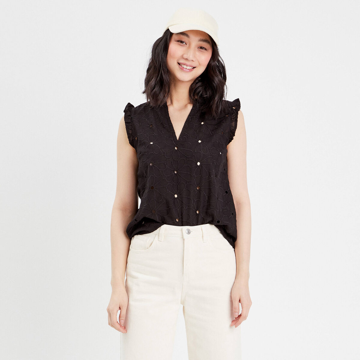 Blouse sans manches noir femme