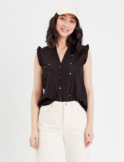 Blouse sans manches noir femme