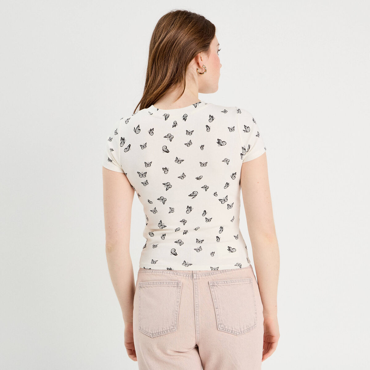 T-shirt manches courtes ajusté blanc femme