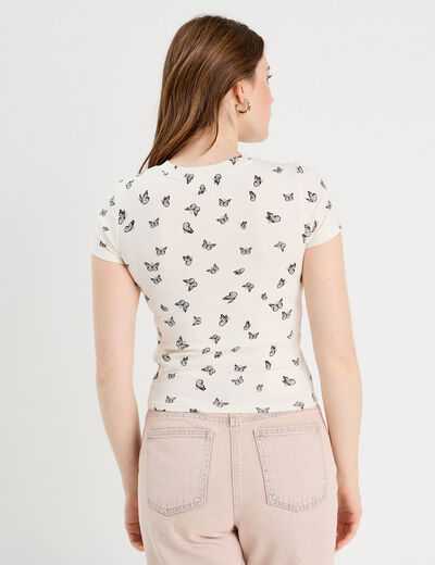 T-shirt manches courtes ajusté blanc femme