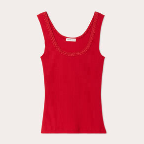 debardeur sans manches cotele rouge femme Débardeur sans manches côtelé rouge femme
