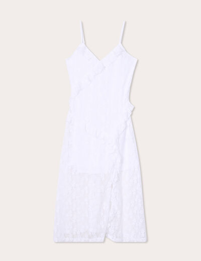 Robe droite dentelle blanc femme