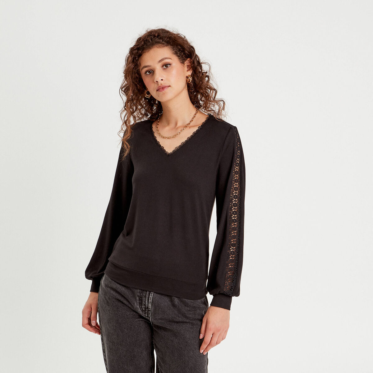 T-shirt manches longues noir femme