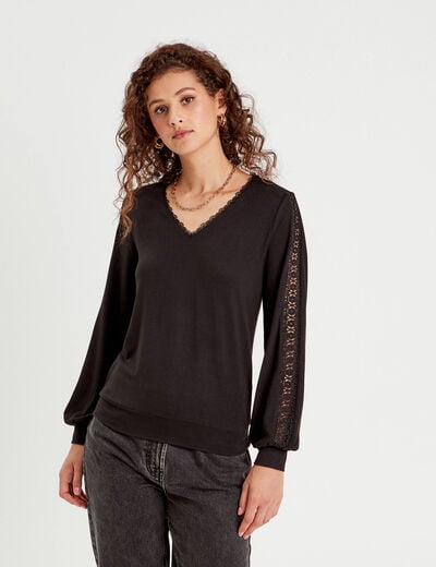 T-shirt manches longues noir femme