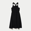Robe longue droite col v bretelles fines noir femme